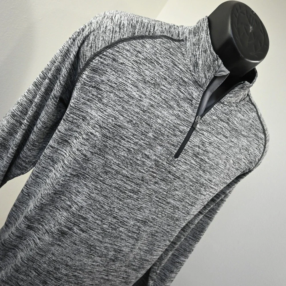 Under Armour 1/4 Zip Golf Jacket Mens Large Gray HeatGear Loose Pullover Stretch